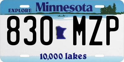 MN license plate 830MZP