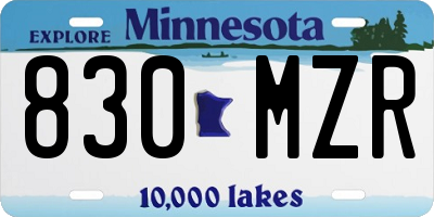MN license plate 830MZR