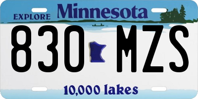 MN license plate 830MZS