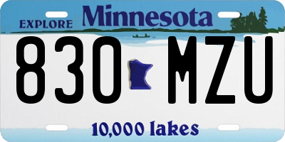 MN license plate 830MZU