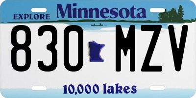 MN license plate 830MZV