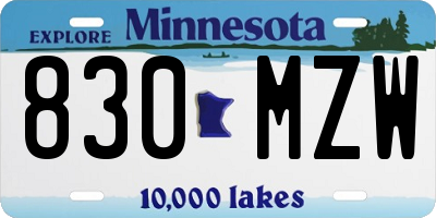 MN license plate 830MZW