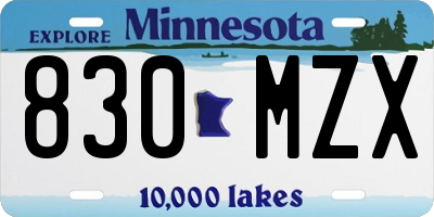 MN license plate 830MZX