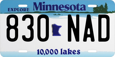 MN license plate 830NAD
