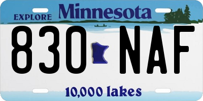MN license plate 830NAF
