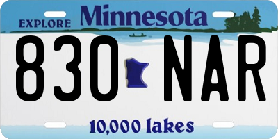 MN license plate 830NAR