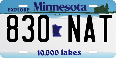 MN license plate 830NAT