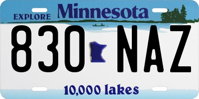 MN license plate 830NAZ