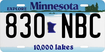 MN license plate 830NBC
