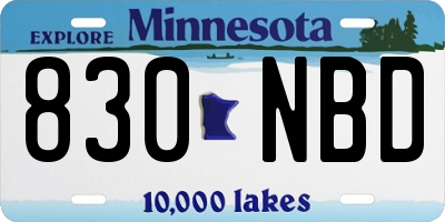 MN license plate 830NBD