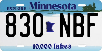 MN license plate 830NBF