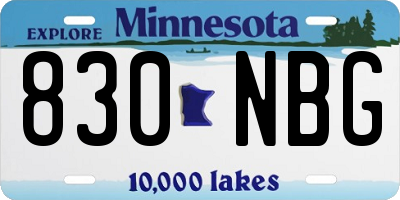 MN license plate 830NBG