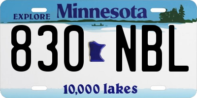 MN license plate 830NBL