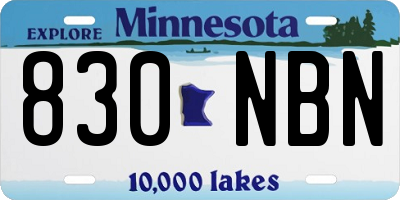 MN license plate 830NBN