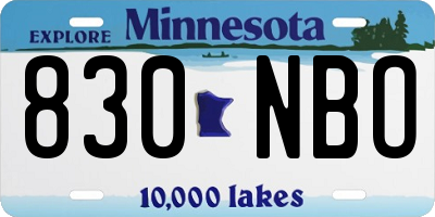 MN license plate 830NBO