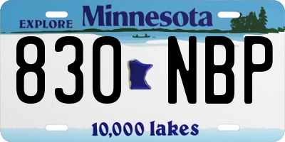 MN license plate 830NBP