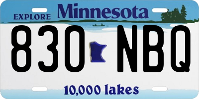 MN license plate 830NBQ
