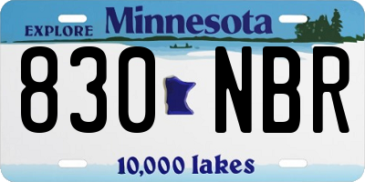 MN license plate 830NBR