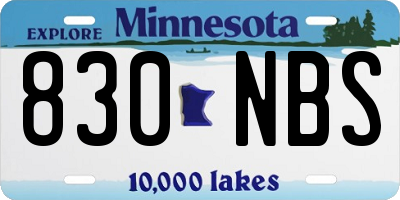 MN license plate 830NBS