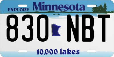 MN license plate 830NBT