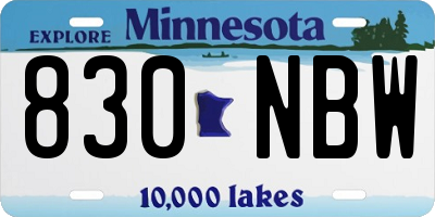 MN license plate 830NBW