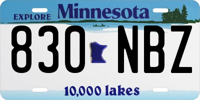 MN license plate 830NBZ