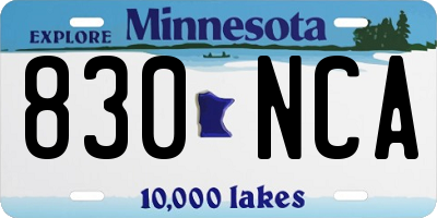 MN license plate 830NCA