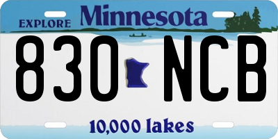 MN license plate 830NCB