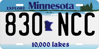 MN license plate 830NCC