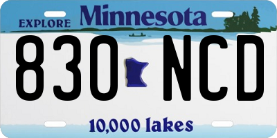 MN license plate 830NCD