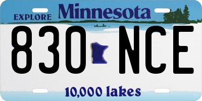 MN license plate 830NCE