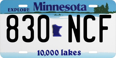 MN license plate 830NCF