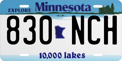 MN license plate 830NCH