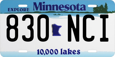MN license plate 830NCI