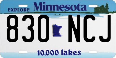 MN license plate 830NCJ