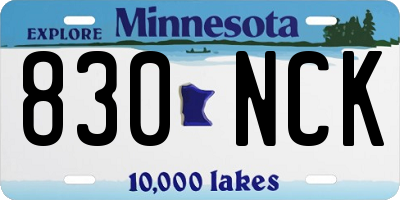 MN license plate 830NCK