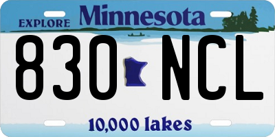 MN license plate 830NCL