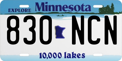 MN license plate 830NCN