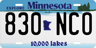 MN license plate 830NCO