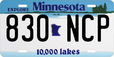 MN license plate 830NCP