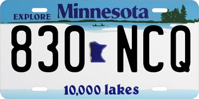 MN license plate 830NCQ