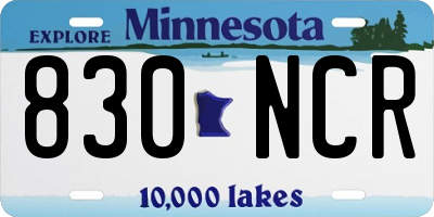 MN license plate 830NCR