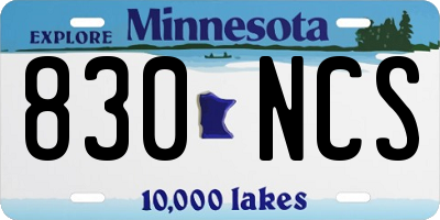 MN license plate 830NCS