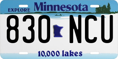 MN license plate 830NCU