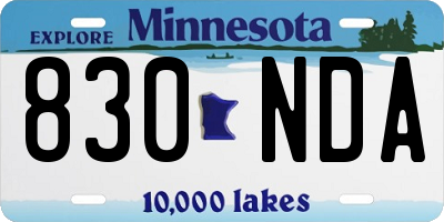 MN license plate 830NDA