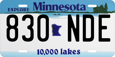 MN license plate 830NDE