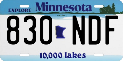 MN license plate 830NDF