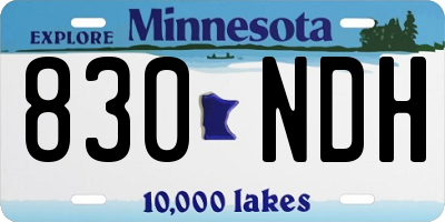 MN license plate 830NDH