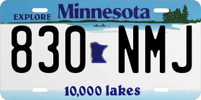MN license plate 830NMJ