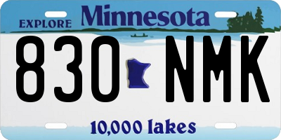MN license plate 830NMK